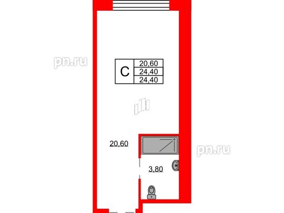 Апартаменты в ЖК Апартаменты INDUSTRIAL AVENIR, студия, 24.4 м², 5 этаж