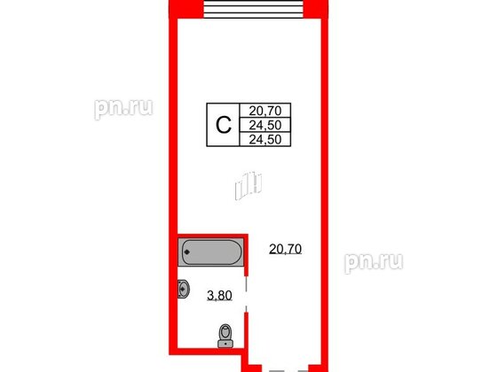 Апартаменты в ЖК AVENIR Industrial, студия, 24.5 м², 2 этаж