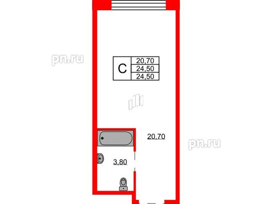 Апартаменты в ЖК AVENIR Industrial, студия, 24.5 м², 5 этаж