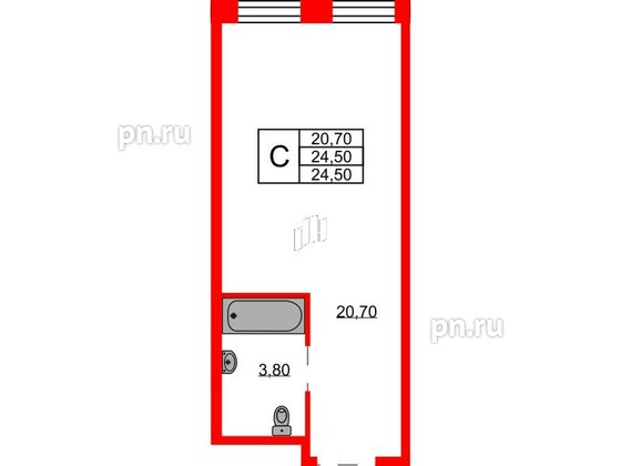 Апартаменты в ЖК AVENIR Industrial, студия, 24.5 м², 12 этаж