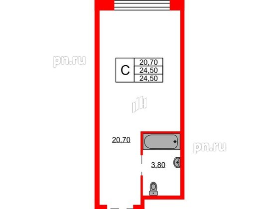 Апартаменты в ЖК AVENIR Industrial, студия, 24.5 м², 2 этаж