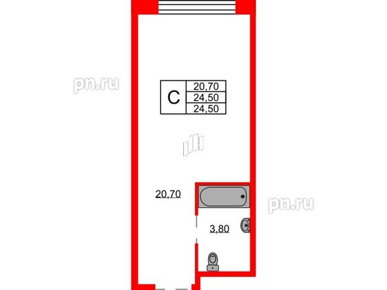 Апартаменты в ЖК AVENIR Industrial, студия, 24.5 м², 5 этаж