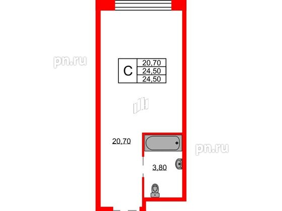 Апартаменты в ЖК AVENIR Industrial, студия, 24.5 м², 2 этаж