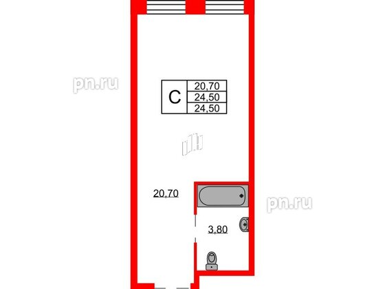 Апартаменты в ЖК AVENIR Industrial, студия, 24.5 м², 12 этаж