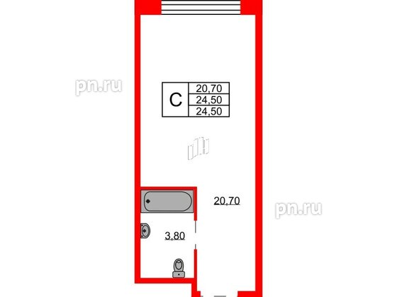 Апартаменты в ЖК AVENIR Industrial, студия, 24.5 м², 5 этаж