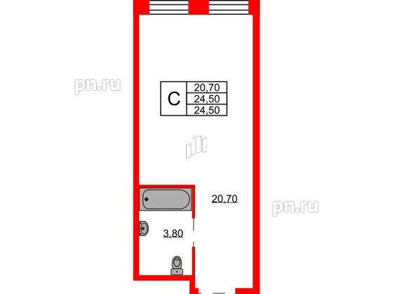 Апартаменты в ЖК AVENIR Industrial, студия, 24.5 м², 12 этаж