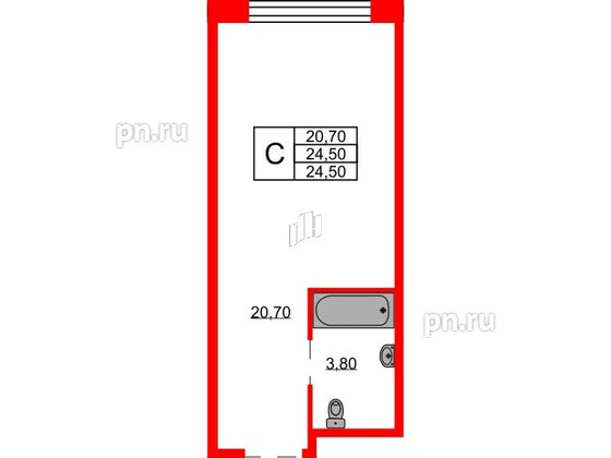 Апартаменты в ЖК AVENIR Industrial, студия, 24.5 м², 5 этаж