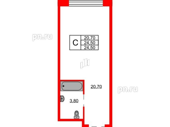 Апартаменты в ЖК AVENIR Industrial, студия, 24.5 м², 2 этаж