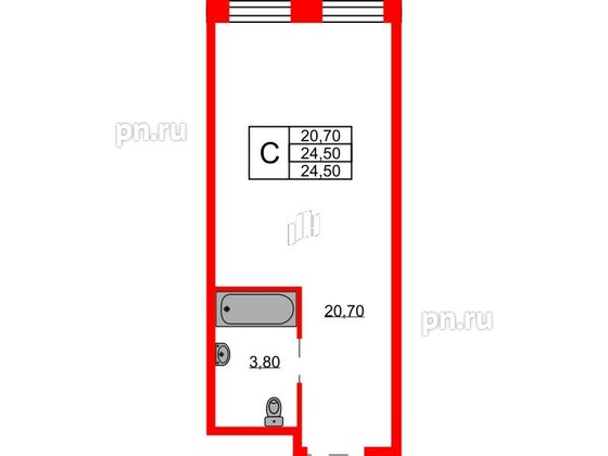 Апартаменты в ЖК AVENIR Industrial, студия, 24.5 м², 12 этаж