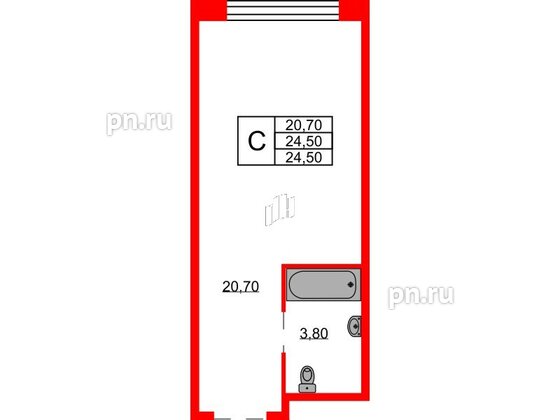 Апартаменты в ЖК AVENIR Industrial, студия, 24.5 м², 2 этаж