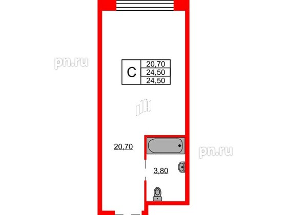 Апартаменты в ЖК AVENIR Industrial, студия, 24.5 м², 7 этаж