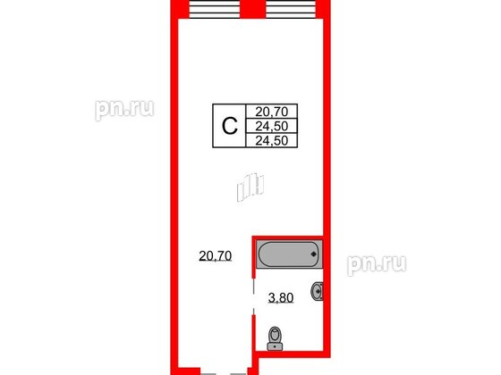 Апартаменты в ЖК AVENIR Industrial, студия, 24.5 м², 12 этаж