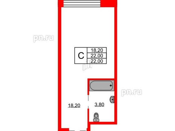 Апартаменты в ЖК AVENIR Industrial, студия, 22 м², 5 этаж