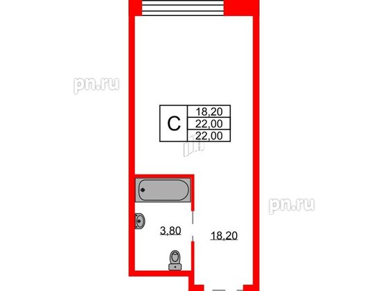 Апартаменты в ЖК AVENIR Industrial, студия, 22 м², 2 этаж