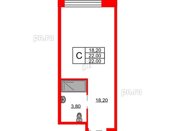 Апартаменты в ЖК Апартаменты «Авенир Индастриал», студия, 22 м², 5 этаж