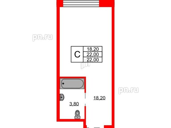 Апартаменты в ЖК AVENIR Industrial, студия, 22 м², 7 этаж