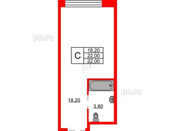 Апартаменты в ЖК AVENIR Industrial, студия, 22 м², 5 этаж