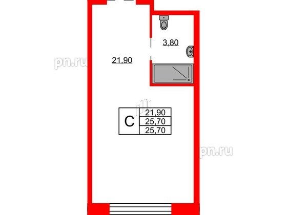 Апартаменты в ЖК Апартаменты INDUSTRIAL AVENIR, студия, 25.7 м², 2 этаж