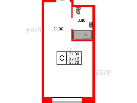 Апартаменты в ЖК Апартаменты INDUSTRIAL AVENIR, студия, 25.7 м², 7 этаж