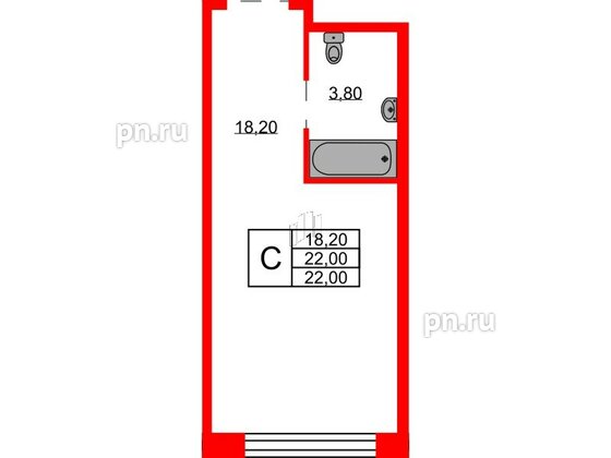 Апартаменты в ЖК AVENIR Industrial, студия, 22 м², 2 этаж