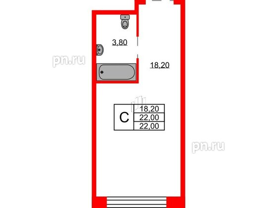 Апартаменты в ЖК AVENIR Industrial, студия, 22 м², 2 этаж