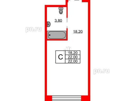 Апартаменты в ЖК AVENIR Industrial, студия, 22 м², 5 этаж