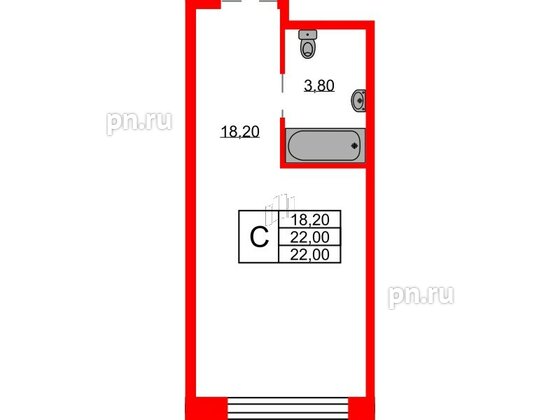 Апартаменты в ЖК AVENIR Industrial, студия, 22 м², 5 этаж