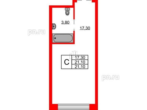 Апартаменты в ЖК AVENIR Industrial, студия, 21.1 м², 2 этаж