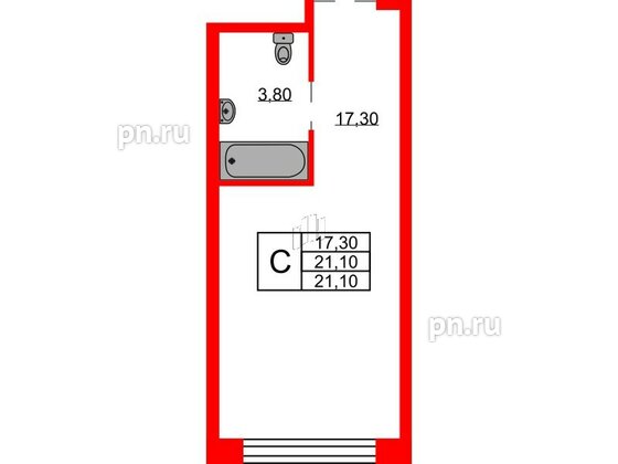 Апартаменты в ЖК AVENIR Industrial, студия, 21.1 м², 5 этаж