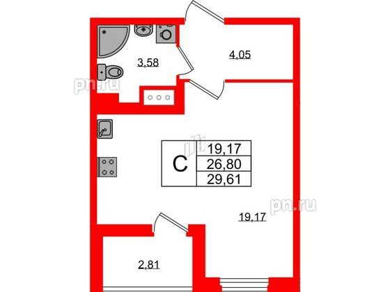 Квартира в ЖК ПАТИО. Уютный квартал., студия, 26.8 м², 10 этаж