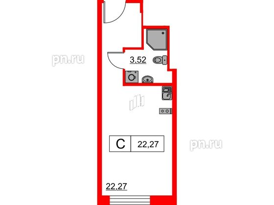 Апартаменты в ЖК Апартаменты SAAN, студия, 22.27 м², 6 этаж