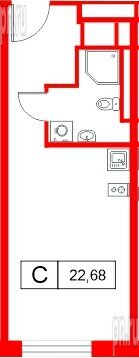 Апартаменты в ЖК «Апартаменты СААН», студия, 22.68 м², 14 этаж