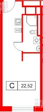 Апартаменты в ЖК «Апартаменты СААН», студия, 22.52 м², 14 этаж