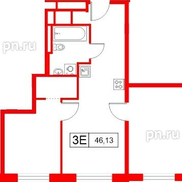 Апартаменты в ЖК «Апартаменты СААН», 2 комнатные, 46.13 м², 8 этаж