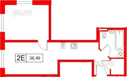 Апартаменты в ЖК «Апартаменты СААН», 1 комнатные, 36.49 м², 14 этаж