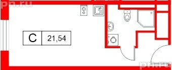 Апартаменты в ЖК «Апартаменты СААН», студия, 21.54 м², 18 этаж