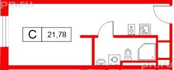 Апартаменты в ЖК «Апартаменты СААН», студия, 21.78 м², 14 этаж