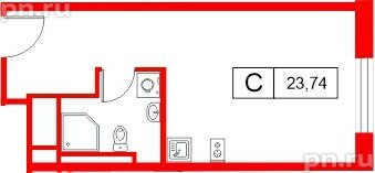 Апартаменты в ЖК «Апартаменты СААН», студия, 23.74 м², 18 этаж