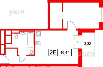 Апартаменты в ЖК «Апартаменты СААН», 1 комнатные, 40.47 м², 9 этаж