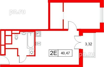 Апартаменты в ЖК «Апартаменты СААН», 1 комнатные, 40.47 м², 10 этаж