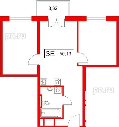 Апартаменты в ЖК «Апартаменты СААН», 2 комнатные, 50.13 м², 14 этаж