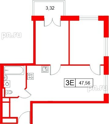Апартаменты в ЖК «Апартаменты СААН», 2 комнатные, 47.56 м², 8 этаж