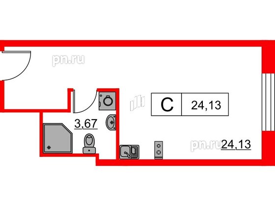 Апартаменты в ЖК Апартаменты SAAN, студия, 24.13 м², 6 этаж