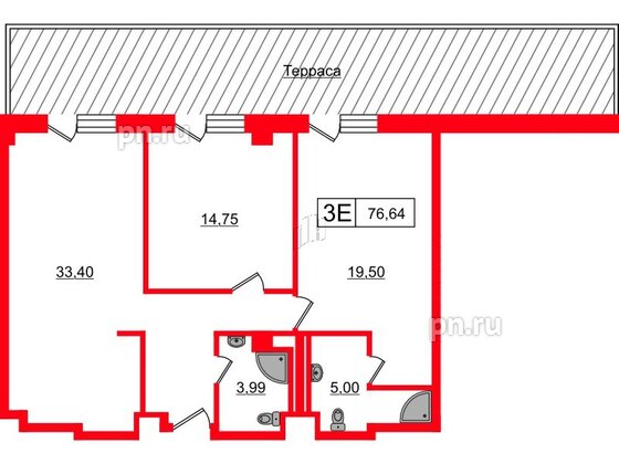 Апартаменты в ЖК Апарт-отель Well , 2 комнатные, 76.64 м², 10 этаж