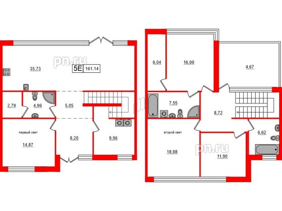 Квартира в ЖК Моменты. Repino, 4 комнатная, 161.14 м², 1 этаж