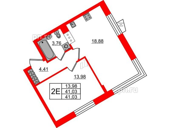 Квартира в ЖК VEREN NORT Сертолово, 1 комнатная, 41.03 м², 3 этаж