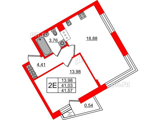 Квартира в ЖК VEREN NORT Сертолово, 1 комнатная, 41.57 м², 7 этаж