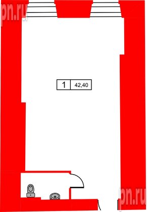 Апартаменты в ЖК Hovard Club, 1 комнатные, 42.4 м², -1 этаж