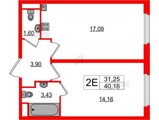 Апартаменты в ЖК ZOOM на Неве, студия, 40.18 м², 4 этаж