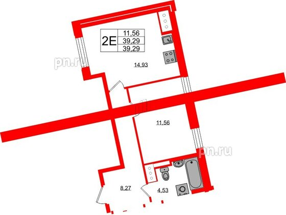 Квартира в ЖК Цивилизация на Неве, 1 комнатная, 39.29 м², 3 этаж